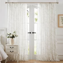 Forsythia Floral Sheer Pencil Pleat Single Panel Curtain